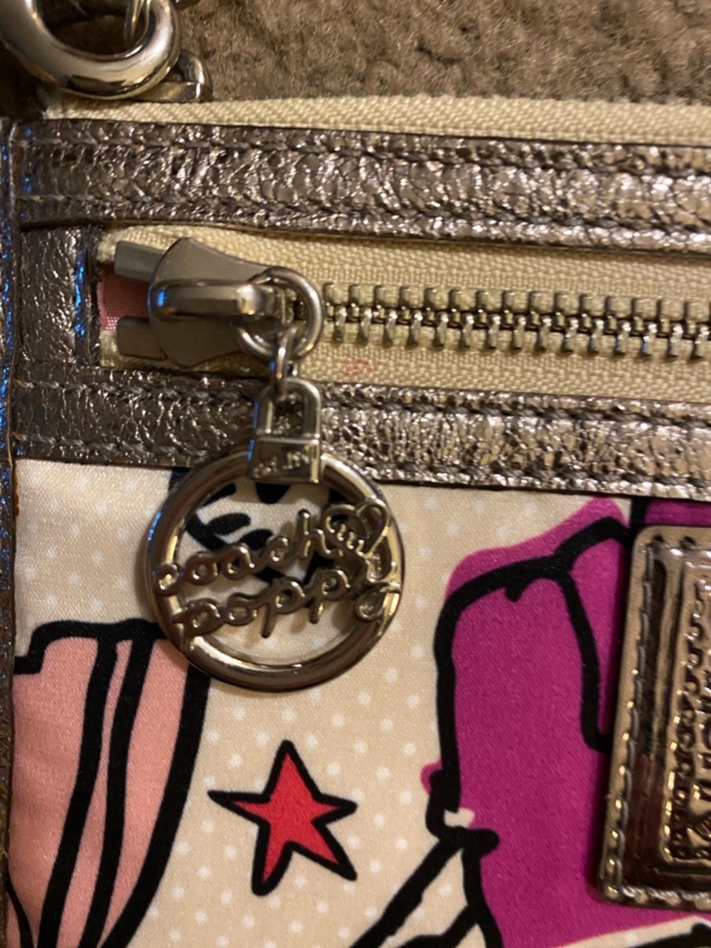 Coach Poppy Pink and Metallic Floral Wristlet Clutch - Picture 2 of 7